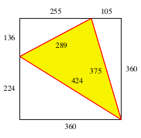 smallest-square-dissected-3-pythag-triangles and 1 non-right triangle